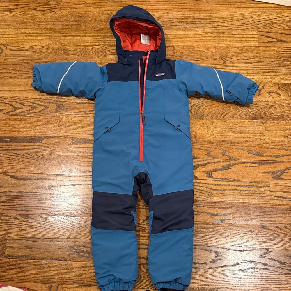 Patagonia Blue and Navy Hooded Snowsuit